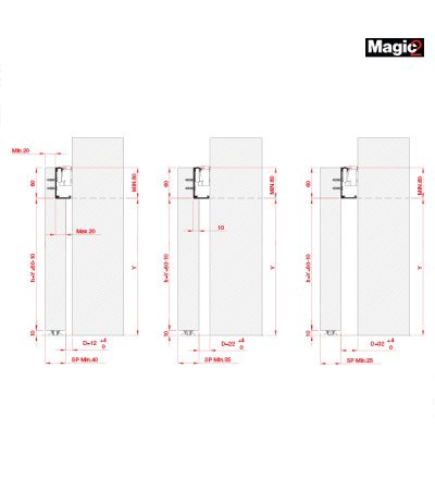 Stumdomų Durų Sistema MAGIC 2  iki 80 kg / 1100 mm