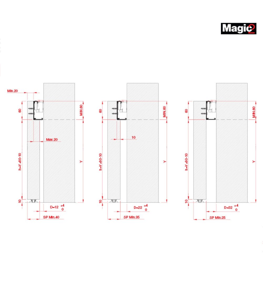 Stumdomų Durų Sistema MAGIC 2  iki 80 kg / 1100 mm